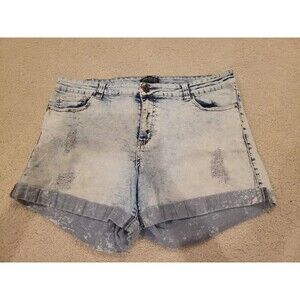 Forever 21 Plus Size Women 16 Stone Wash Jean Denim Shorts Rolled Distressed
